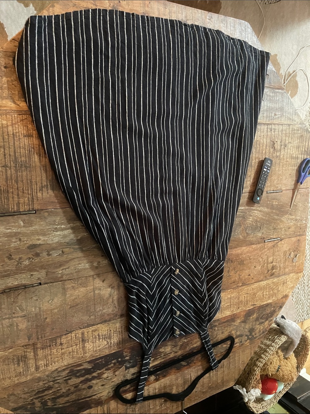 Reitmans Black and White Striped Button-Front Midi Dress with Wide Straps - Picture 6 of 8